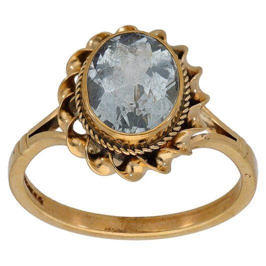 9ct Gold Aquamarine Single Stone Ring Size M