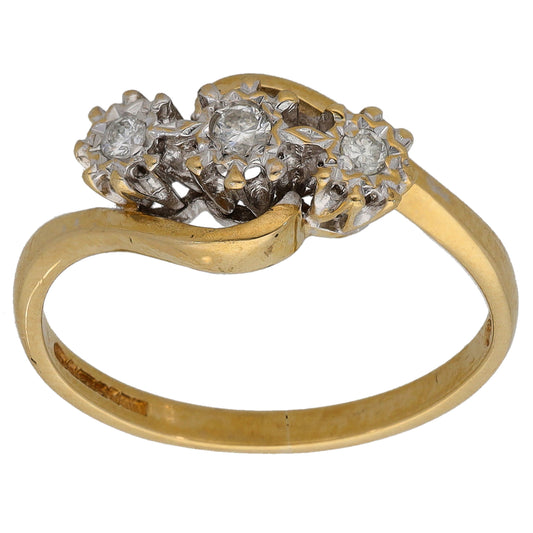 9ct Gold 0.10ct Diamond Trilogy Ring Size N