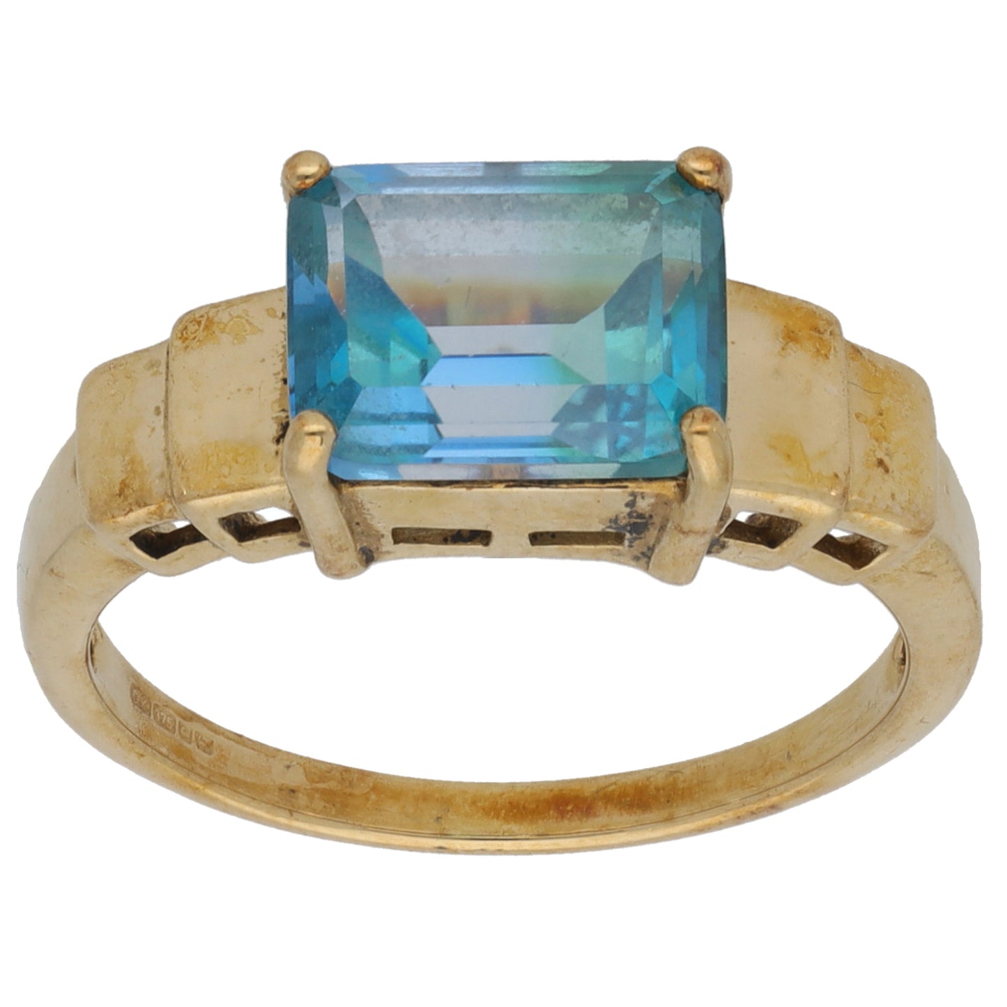 9ct Gold Coated Topaz Single Stone Ring Size N