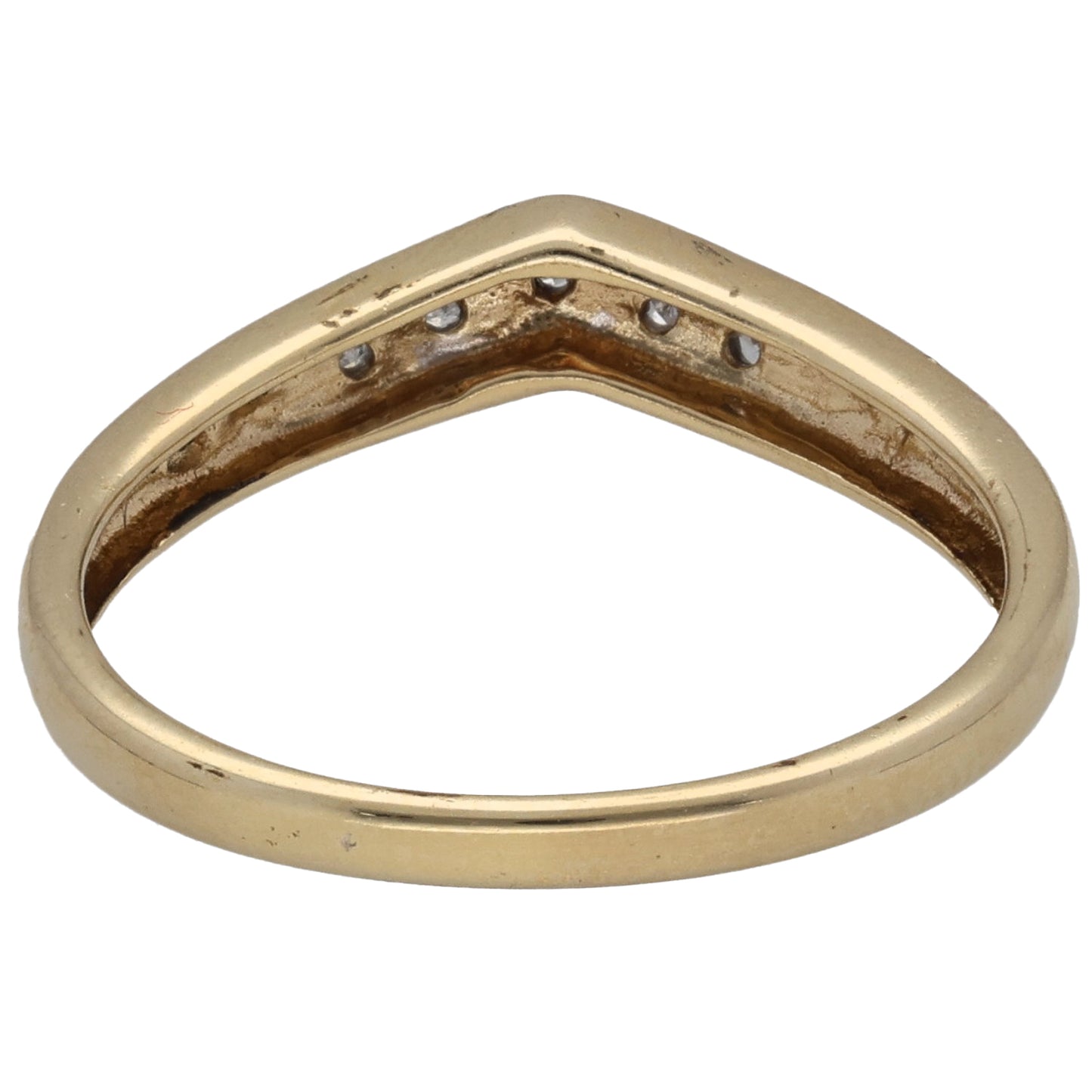 9ct Gold 0.025ct Diamond Wishbone Ring Size L