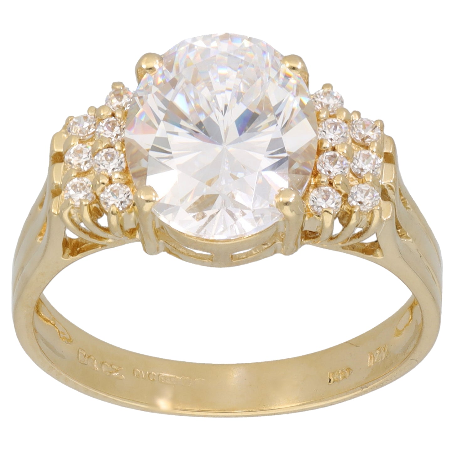 14ct Gold Cubic Zirconia Dress/Cocktail Ring Size Q