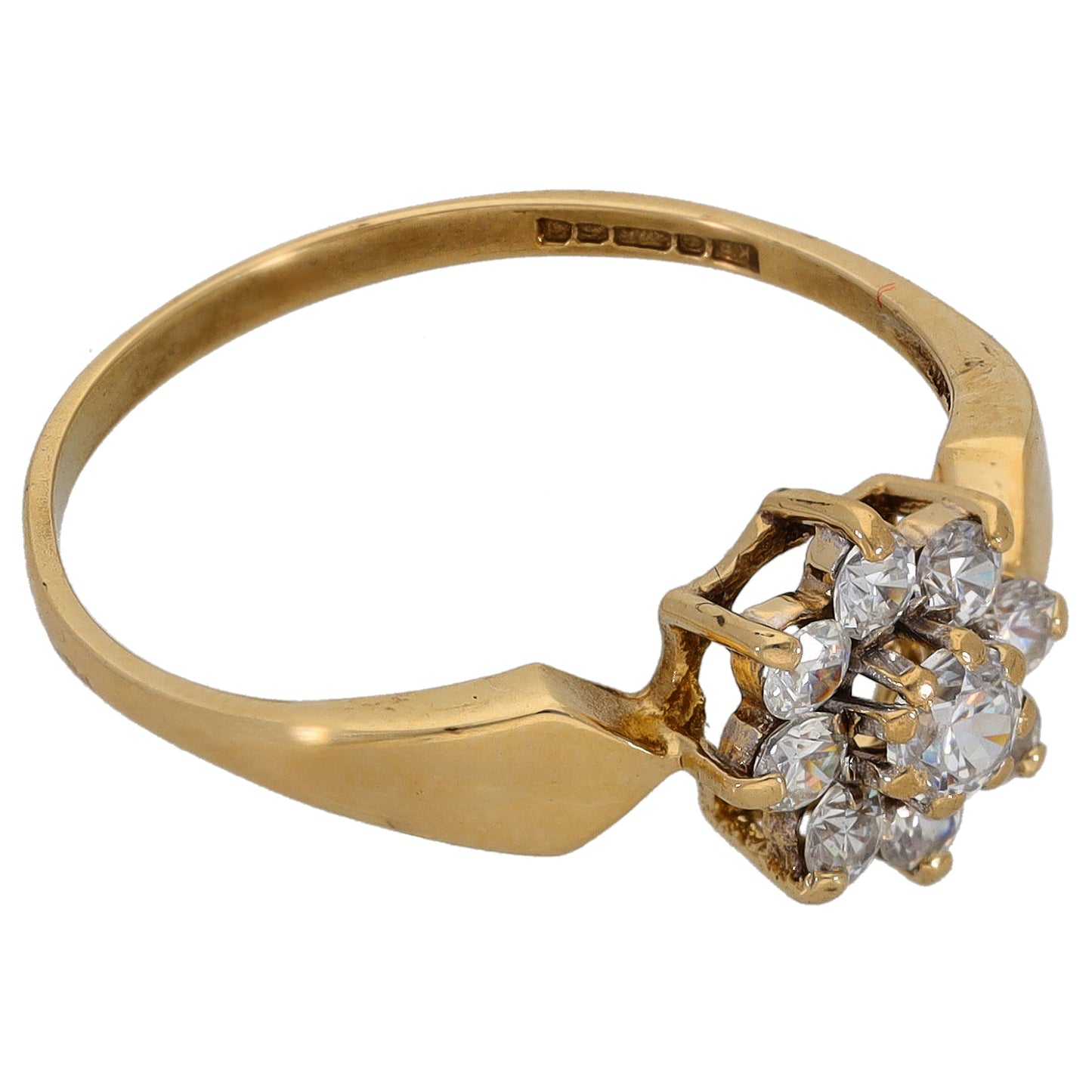 9ct Gold Cubic Zirconia Cluster Ring Size R