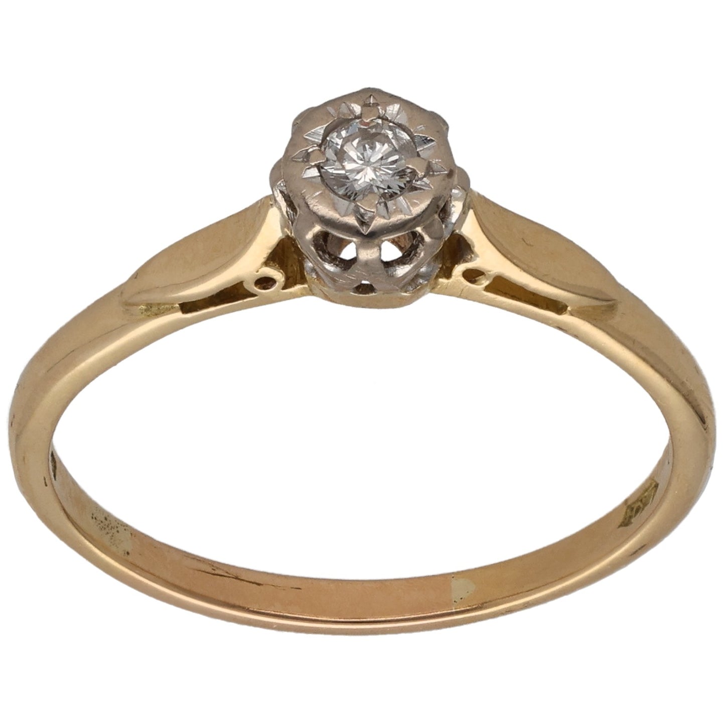 18ct Gold 0.07ct Diamond Solitaire Ring Size Q