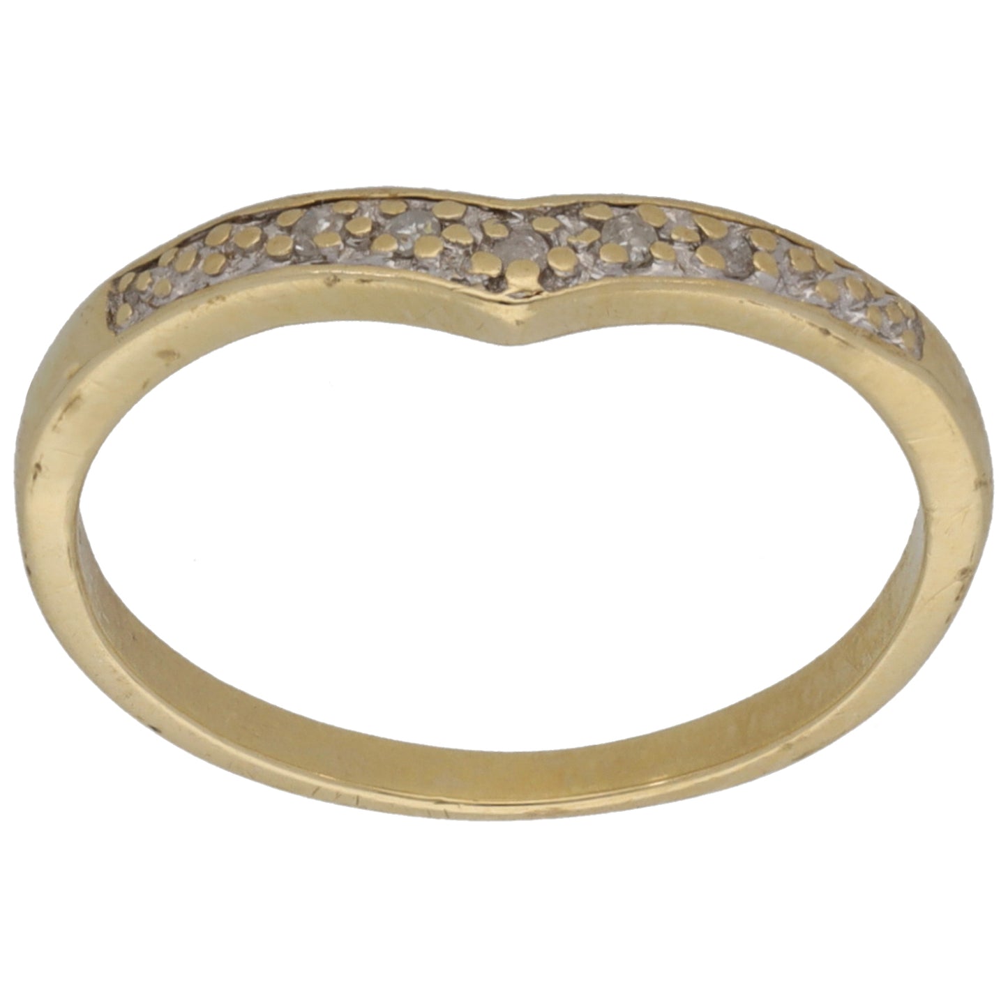 9ct Gold 0.025ct Diamond Wishbone Ring Size M