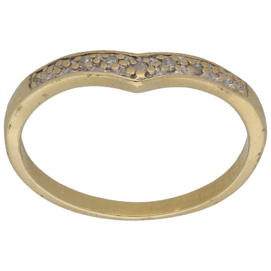 9ct Gold 0.025ct Diamond Wishbone Ring Size M
