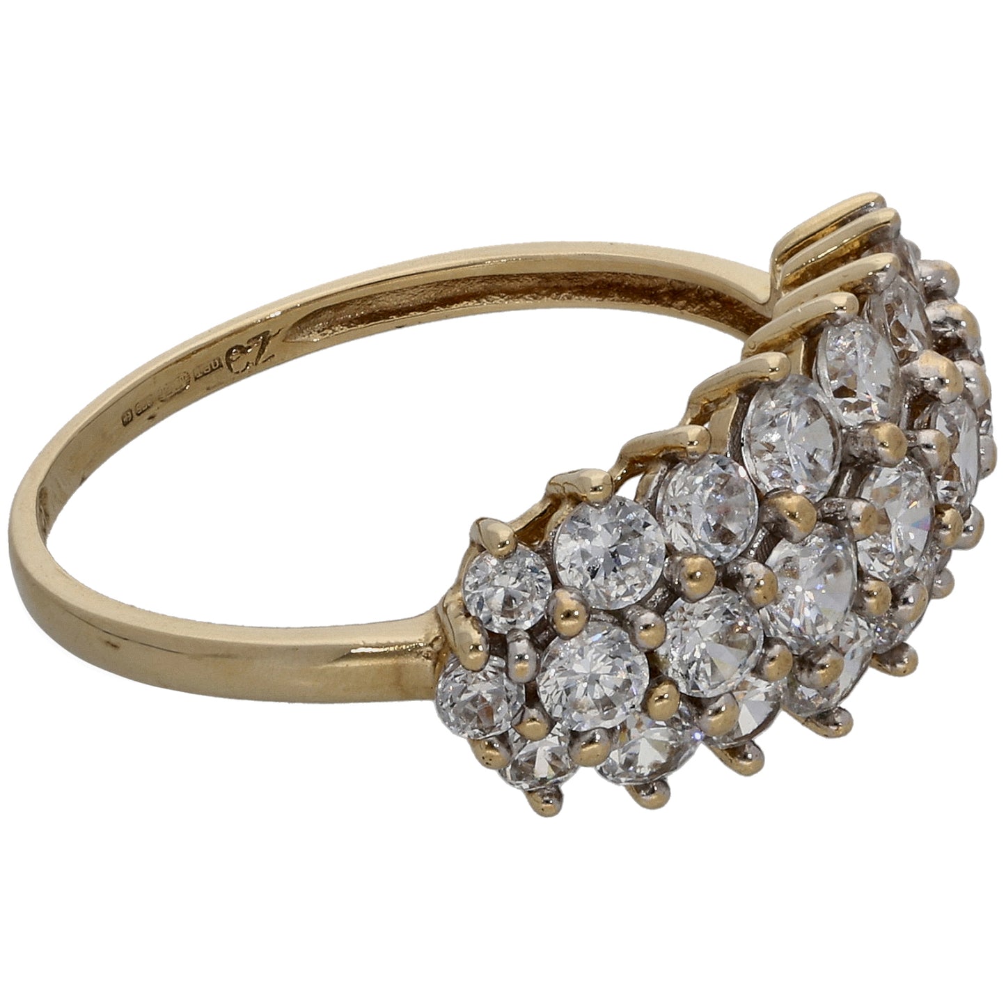 9ct Gold Cubic Zirconia Dress/Cocktail Ring Size O