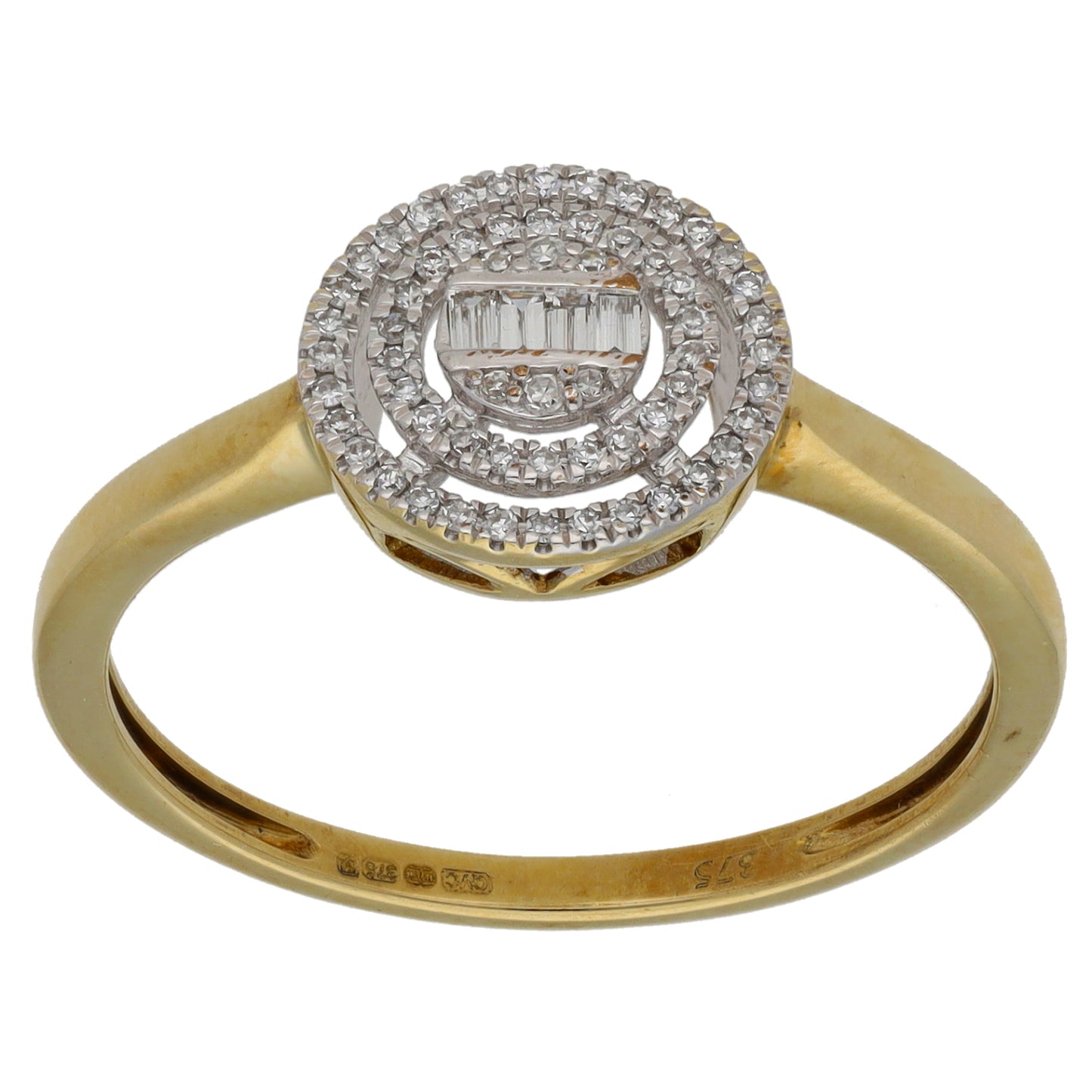 9ct Gold 0.35ct Diamond Cluster Ring Size S