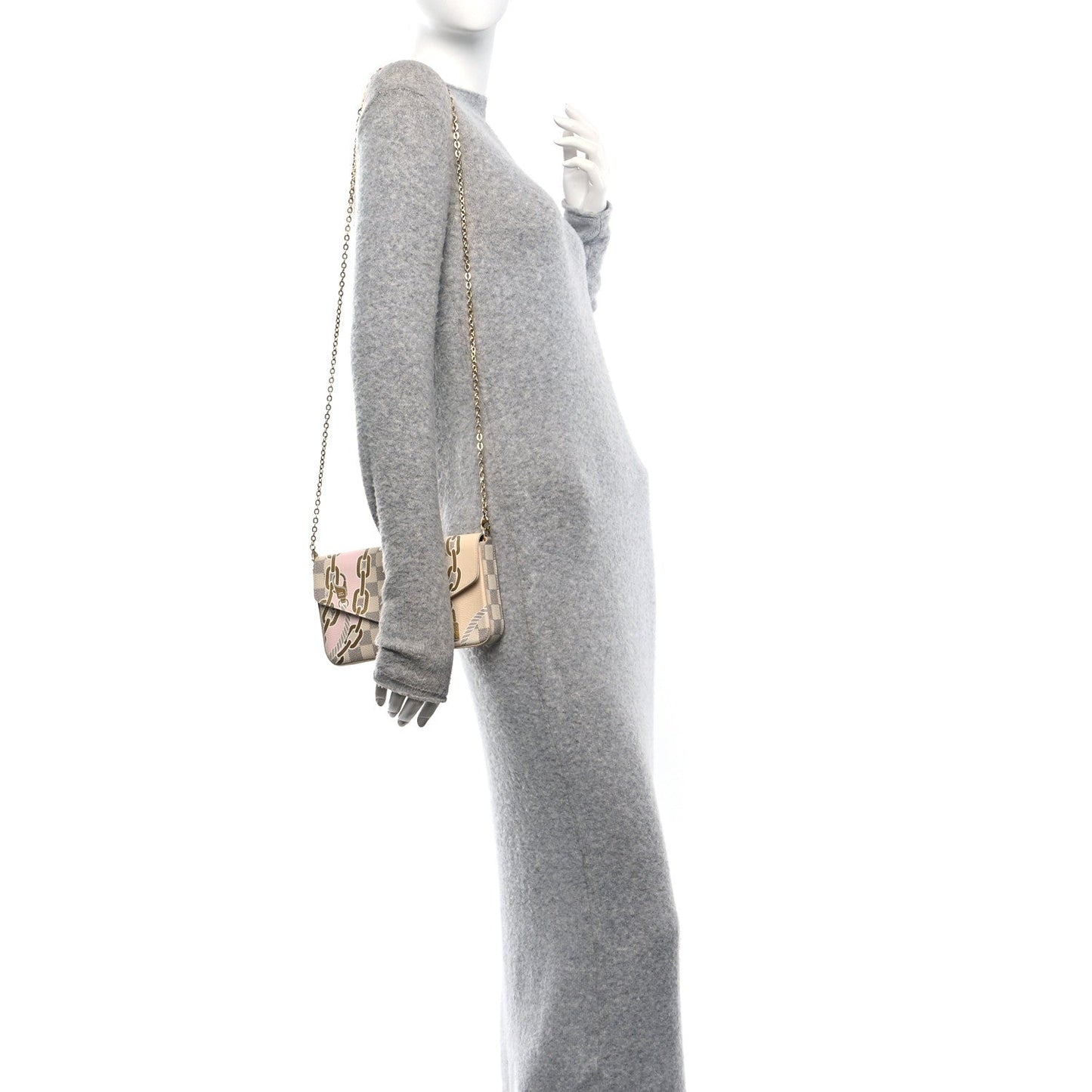 Louis Vuitton Nautical Pochette Felicie Damier Azur Coated Canvas Bag - White