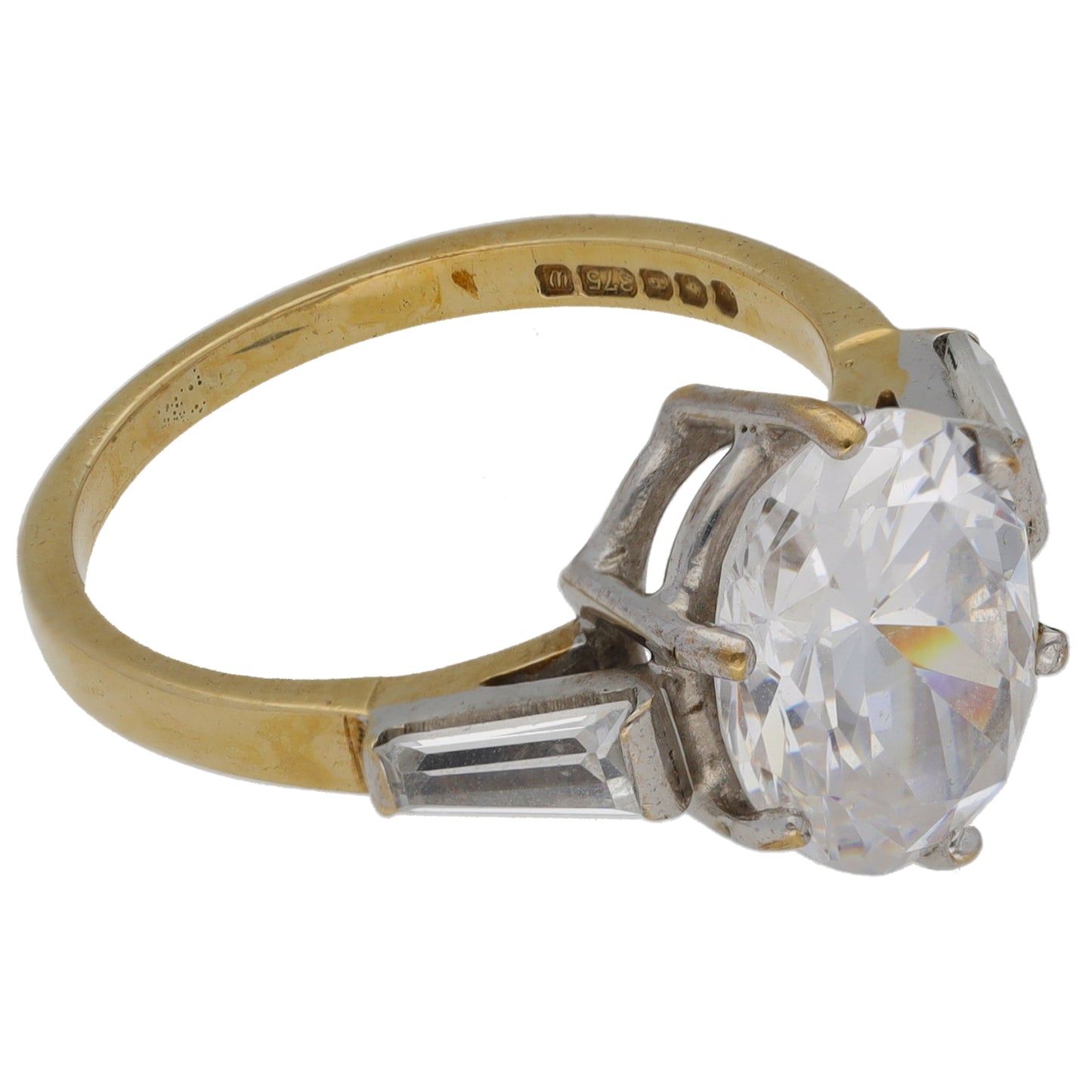 9ct Gold Cubic Zirconia Three Stone Ring Size M