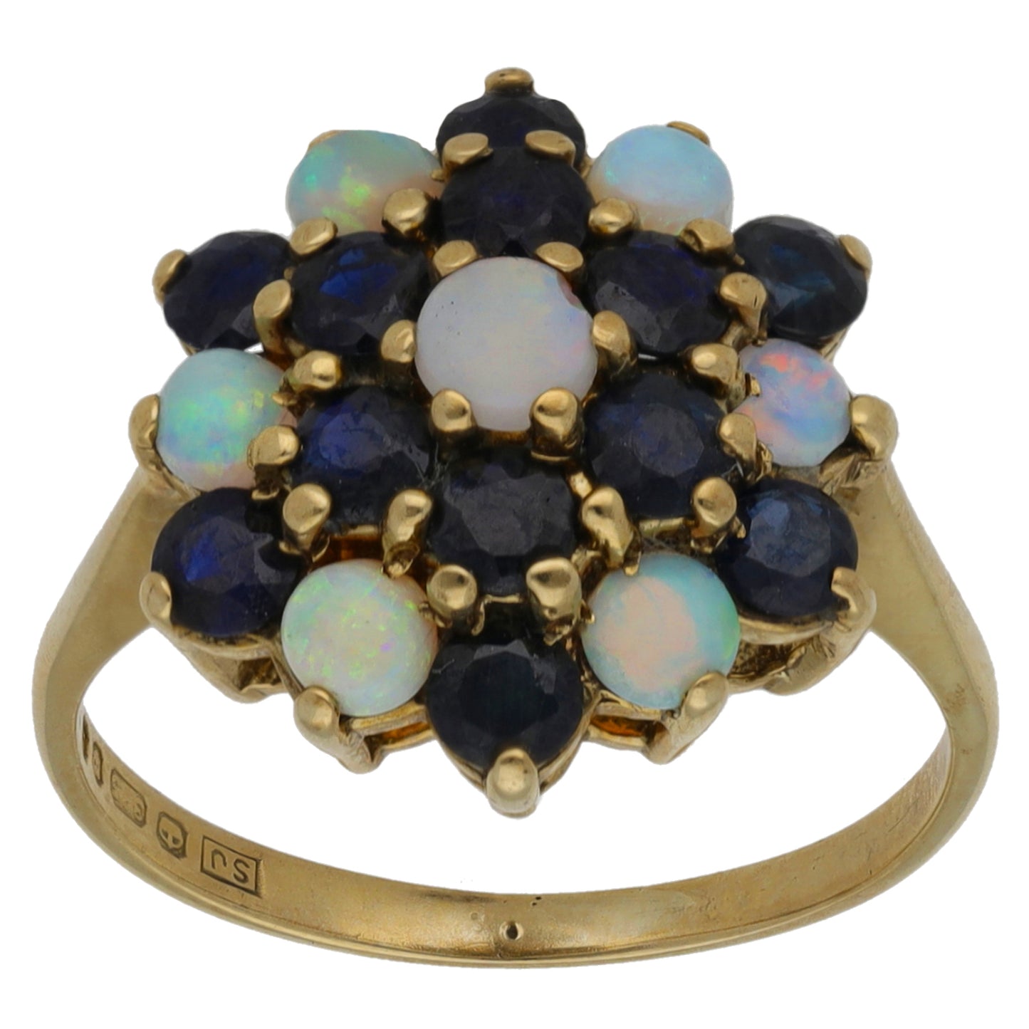 9ct Gold Opal & Sapphire Dress/Cocktail Ring Size M