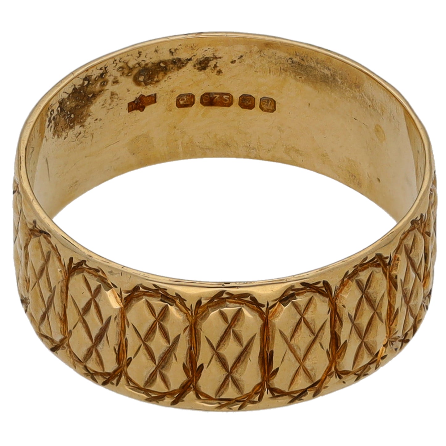 9ct Gold Patterned Wedding Ring Size Q