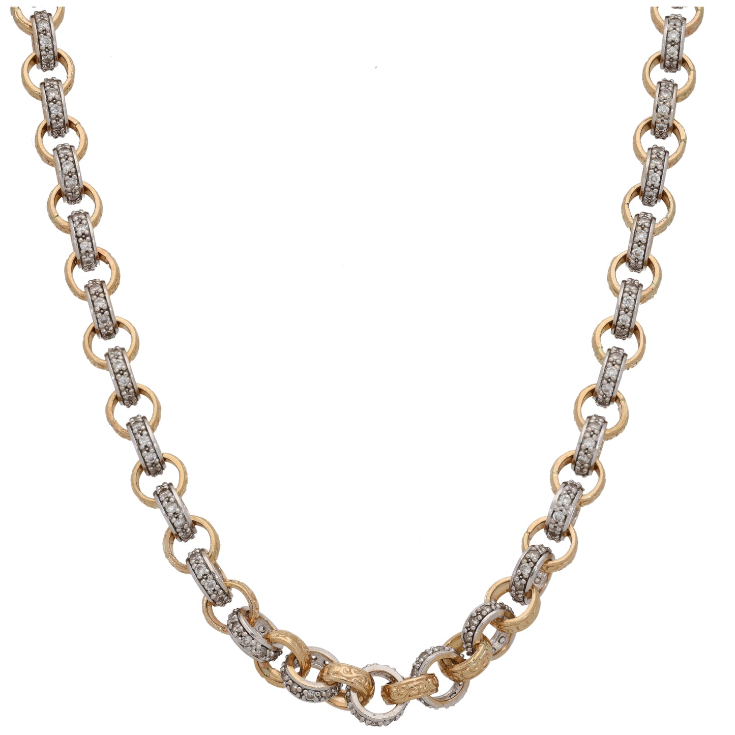 9ct Bicolour Gold Cubic Zirconia Belcher Chain 18"