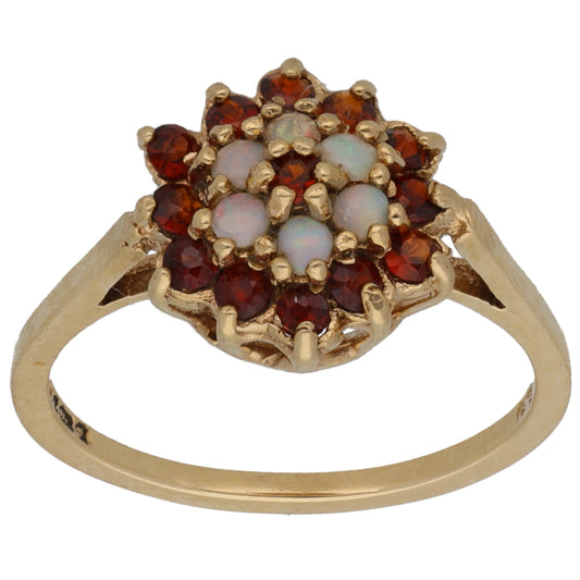 9ct Gold Garnet & Opal Dress/Cocktail Ring Size L