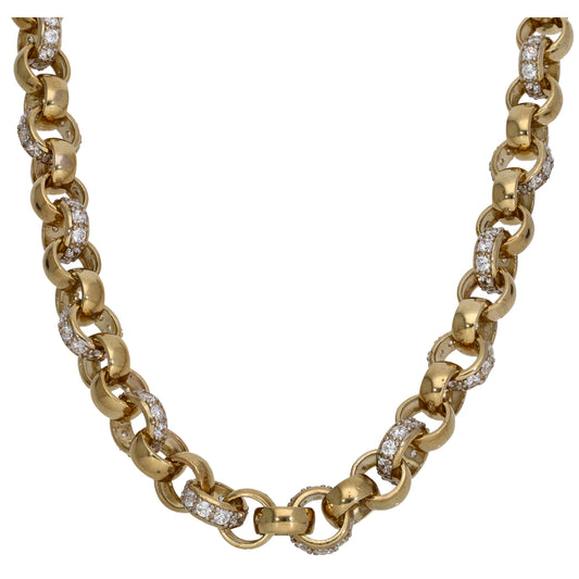 9ct Gold Cubic Zirconia Belcher Chain 26"