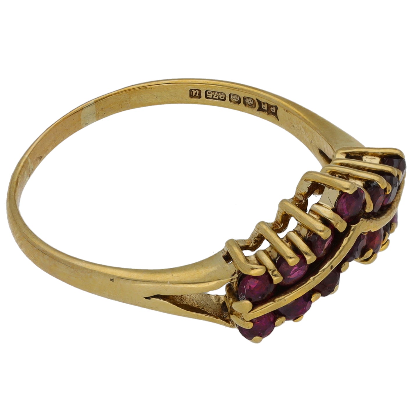 9ct Gold Ruby Wishbone Ring Size S