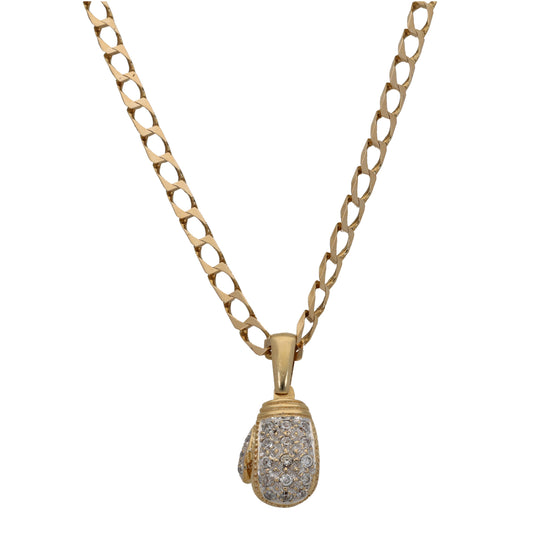 9ct Gold Cubic Zirconia Boxing Pendant With Chain
