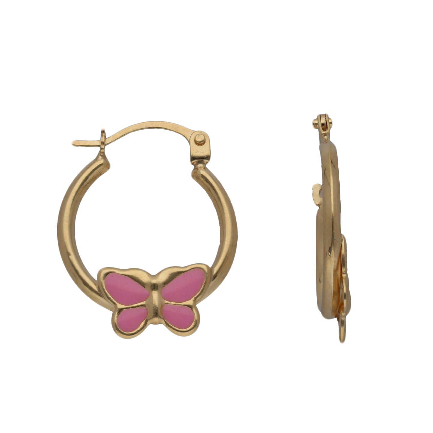 New 9ct Gold Kids Enamel Butterfly Hoop Earrings