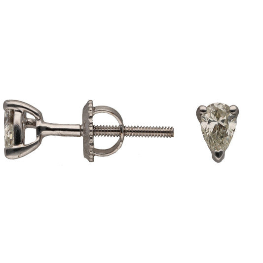 9ct White Gold 0.40ct Pear Diamond Solitaire Earrings