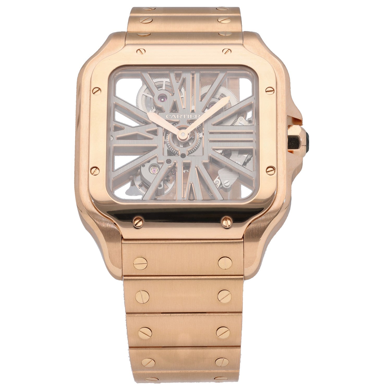 Cartier Santos De Cartier Skeleton WHSA0016, rose gold, skeleton dial, front image