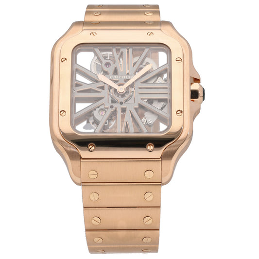 Cartier Santos De Cartier Skeleton WHSA0016, rose gold, skeleton dial, front image