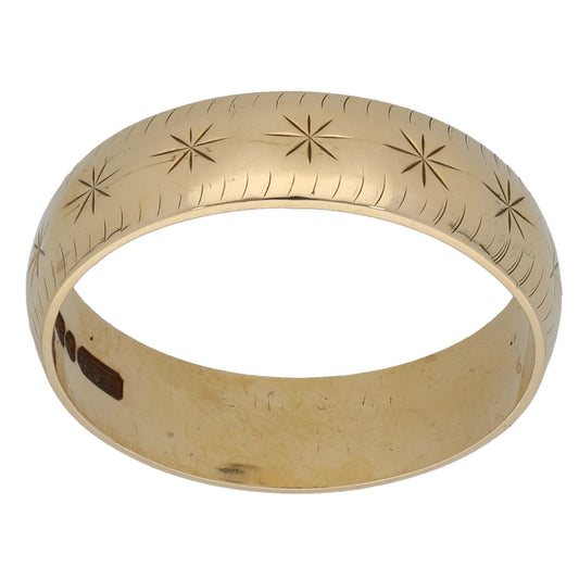 9ct Gold Patterned Wedding Ring Size O