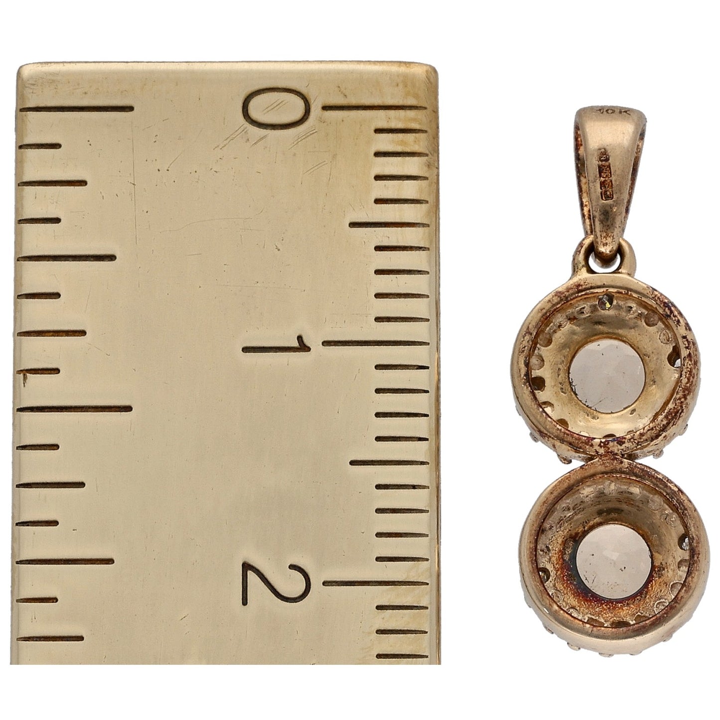9ct Gold Garnet & 0.07ct Diamond Cluster Pendant