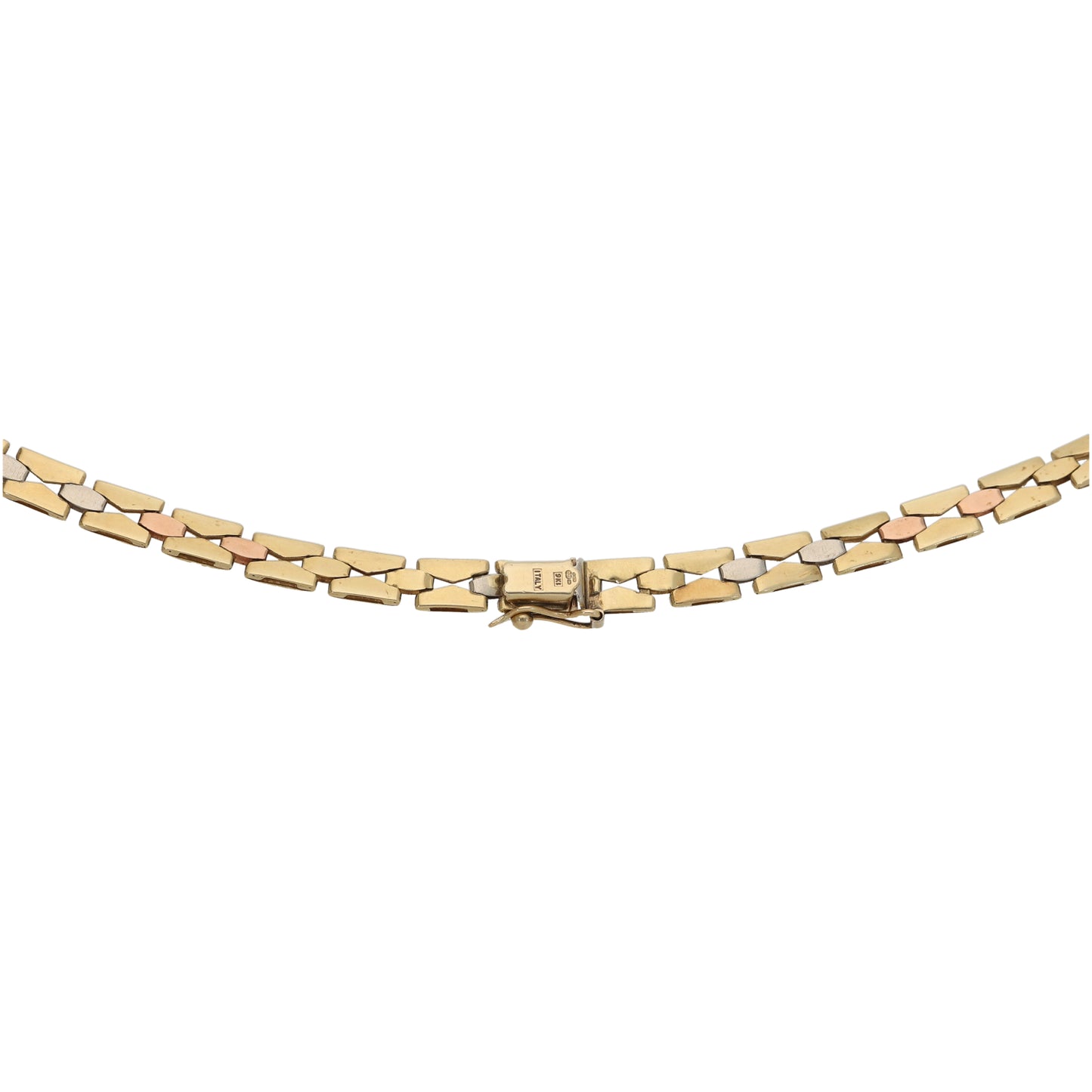 9ct Tri-Colour Gold Fancy Necklace 16"