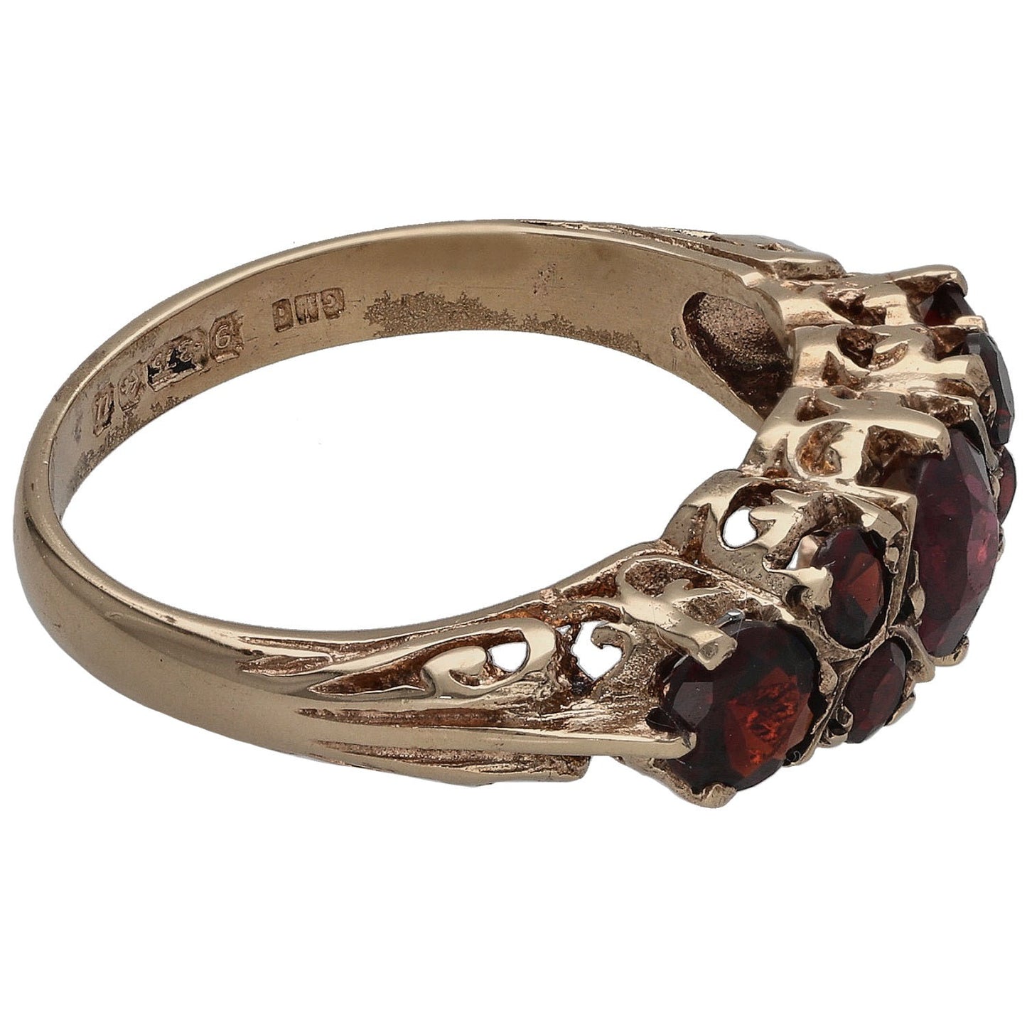 9ct Rose Gold Garnet Dress/Cocktail Ring Size M