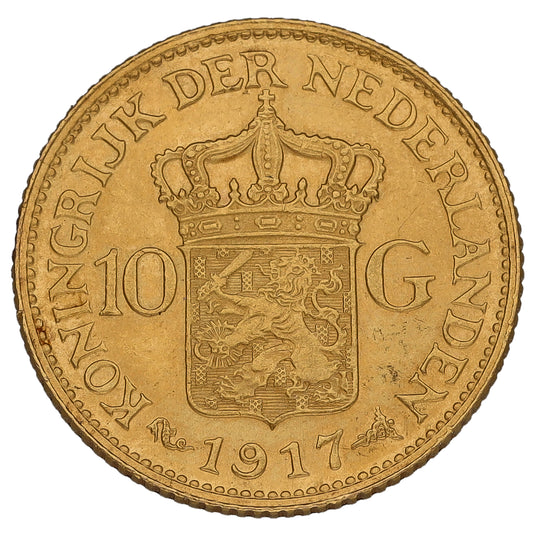 22ct Gold Netherlands 10 Gulden Coin 1917