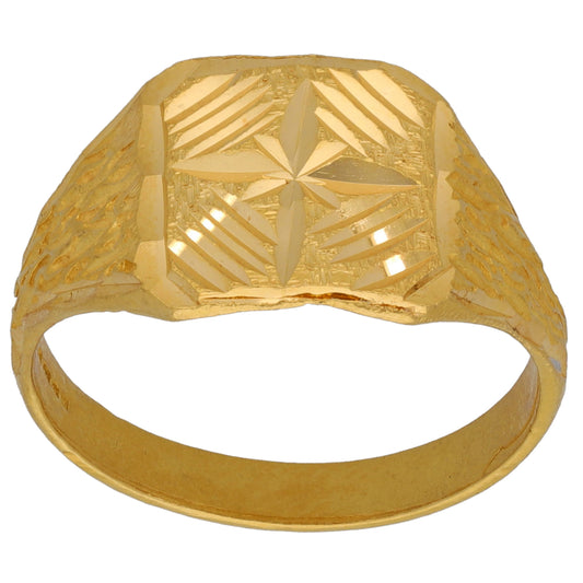 22ct Gold Patterned Signet Ring Size R