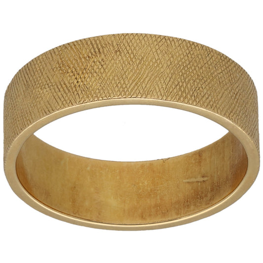 18ct Gold Patterned Wedding Ring Size N