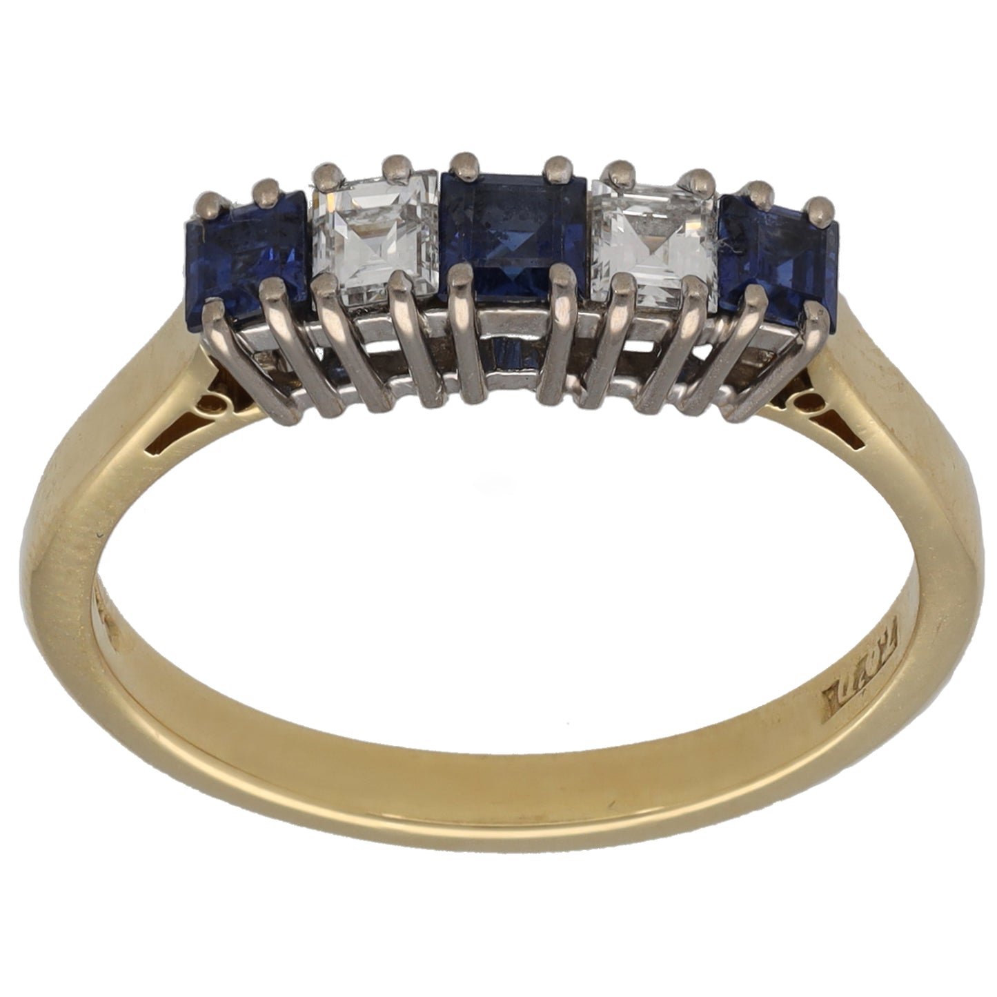 18ct Gold Sapphire & 0.20ct Diamond Half Eternity Ring Size O