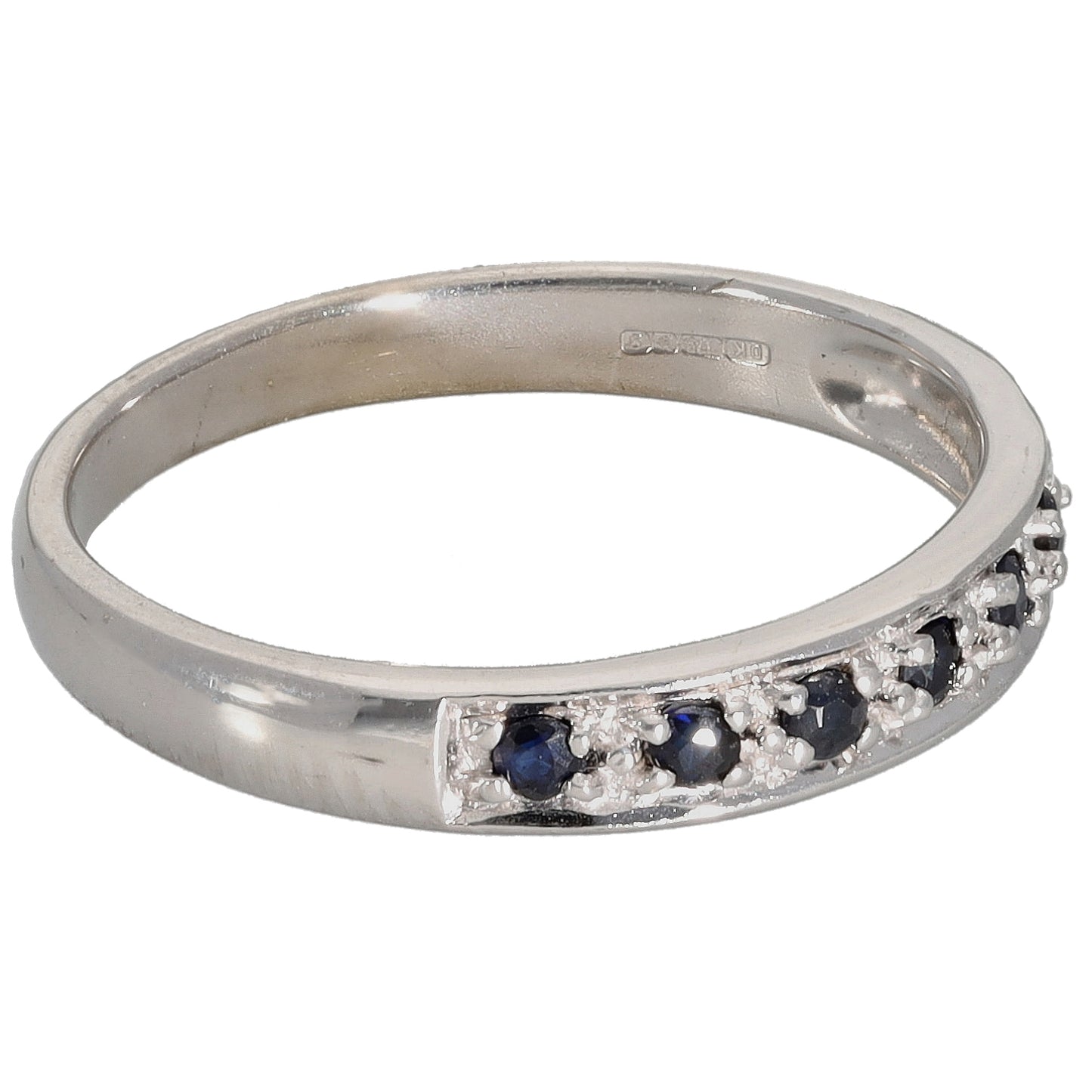 9ct White Gold Sapphire Half Eternity Ring Size N