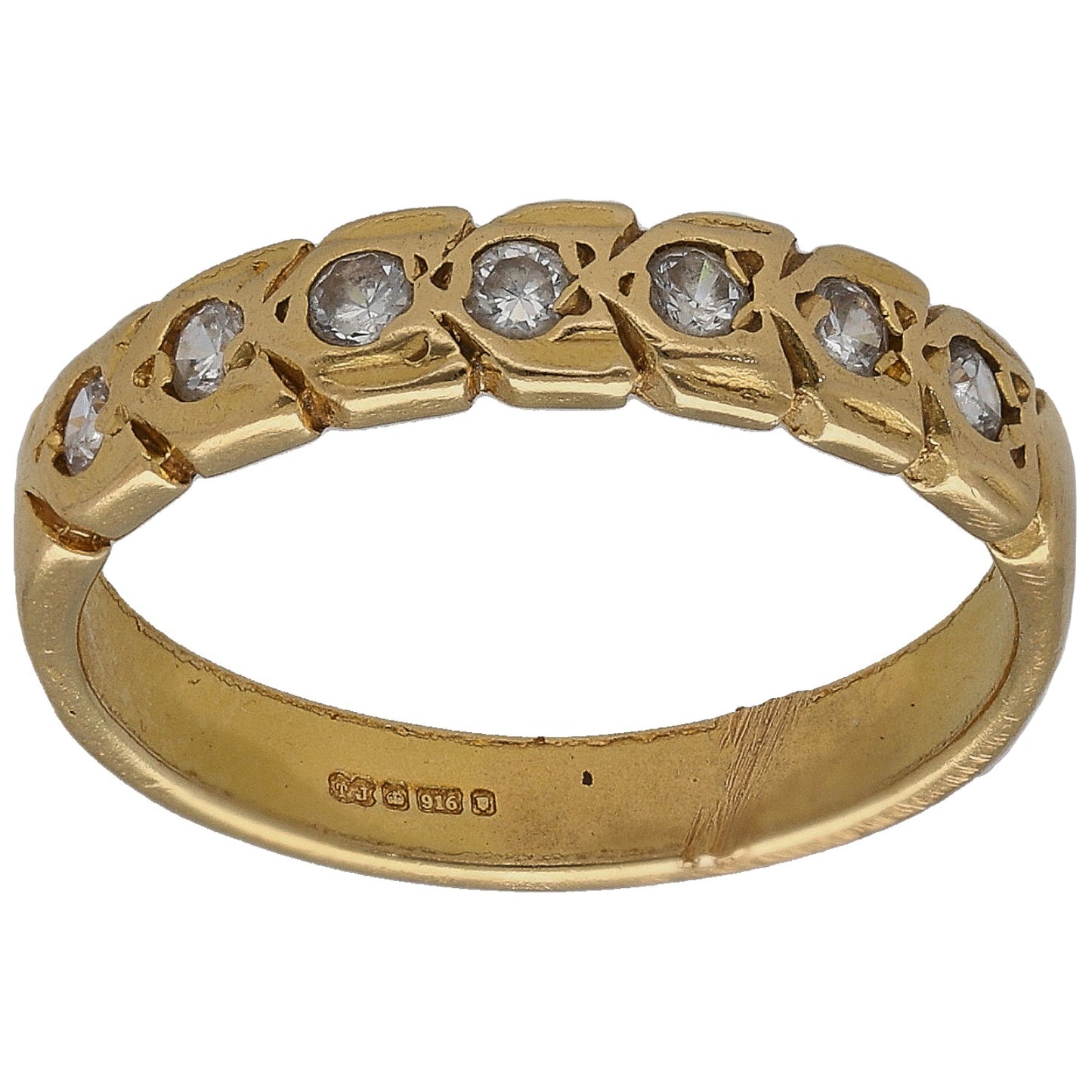 22ct Gold Cubic Zirconia Half Eternity Ring Size K