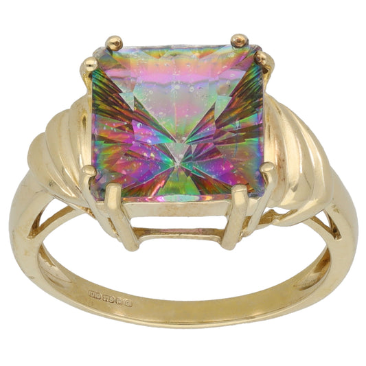 9ct Gold Coated Topaz Single Stone Ring Size N