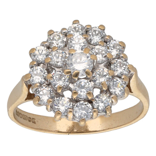 9ct Gold Cubic Zirconia Cluster Ring Size L