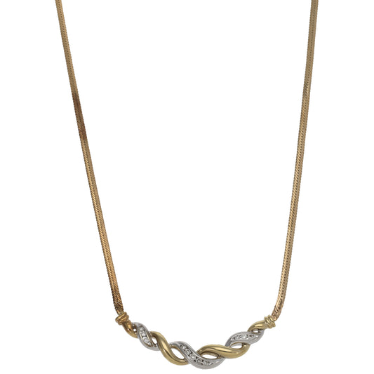 9ct Gold 0.11ct Diamond Fancy Necklace 18"