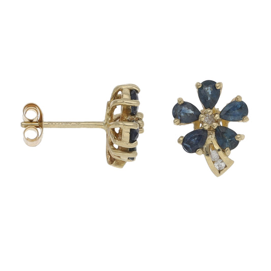 9ct Gold Sapphire & Imitation Dress/Cocktail Earrings