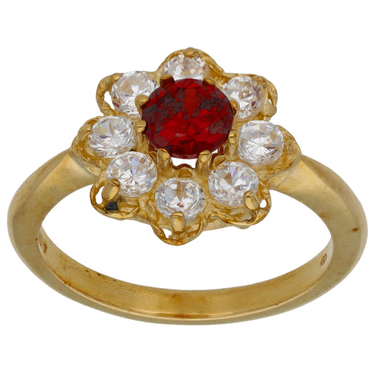 9ct Gold Imitation Gems Dress/Cocktail Ring Size O