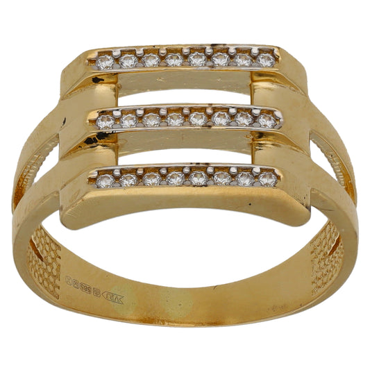 14ct Gold Cubic Zirconia Dress/Cocktail Ring Size O