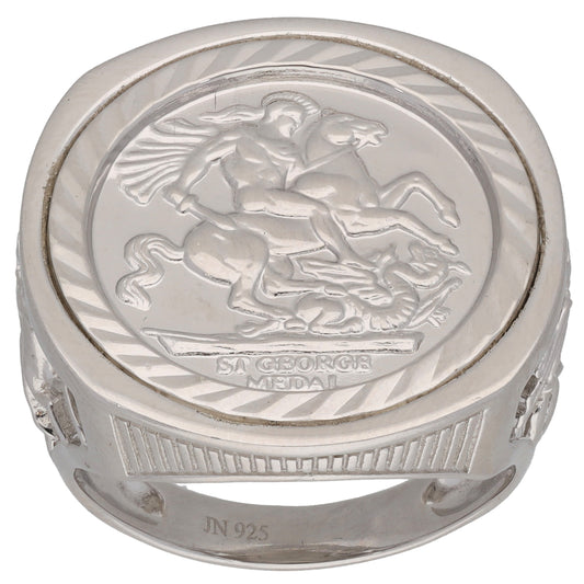 New Sterling Silver St George Signet Ring