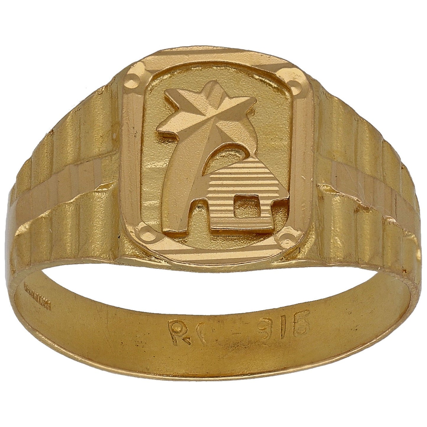 22ct Gold Patterned Signet Ring Size Q