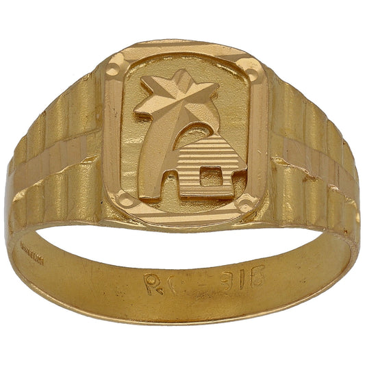 22ct Gold Patterned Signet Ring Size Q