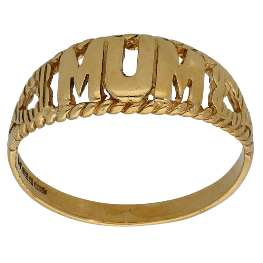 9ct Gold Mum/Mother Ring Size S