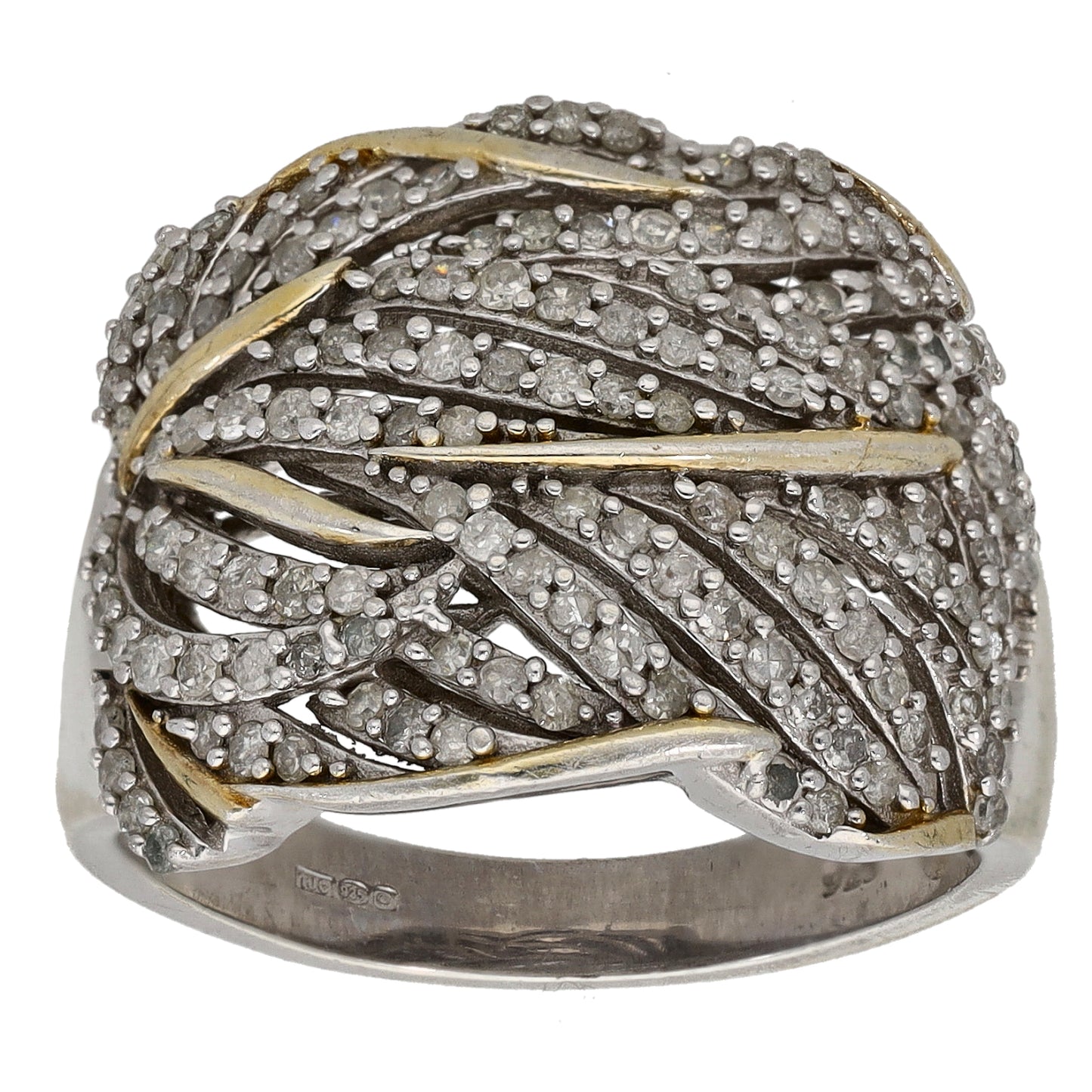 Sterling Silver 1.00ct Diamond Dress/Cocktail Ring Size S