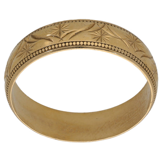 9ct Gold Patterned Wedding Ring Size X