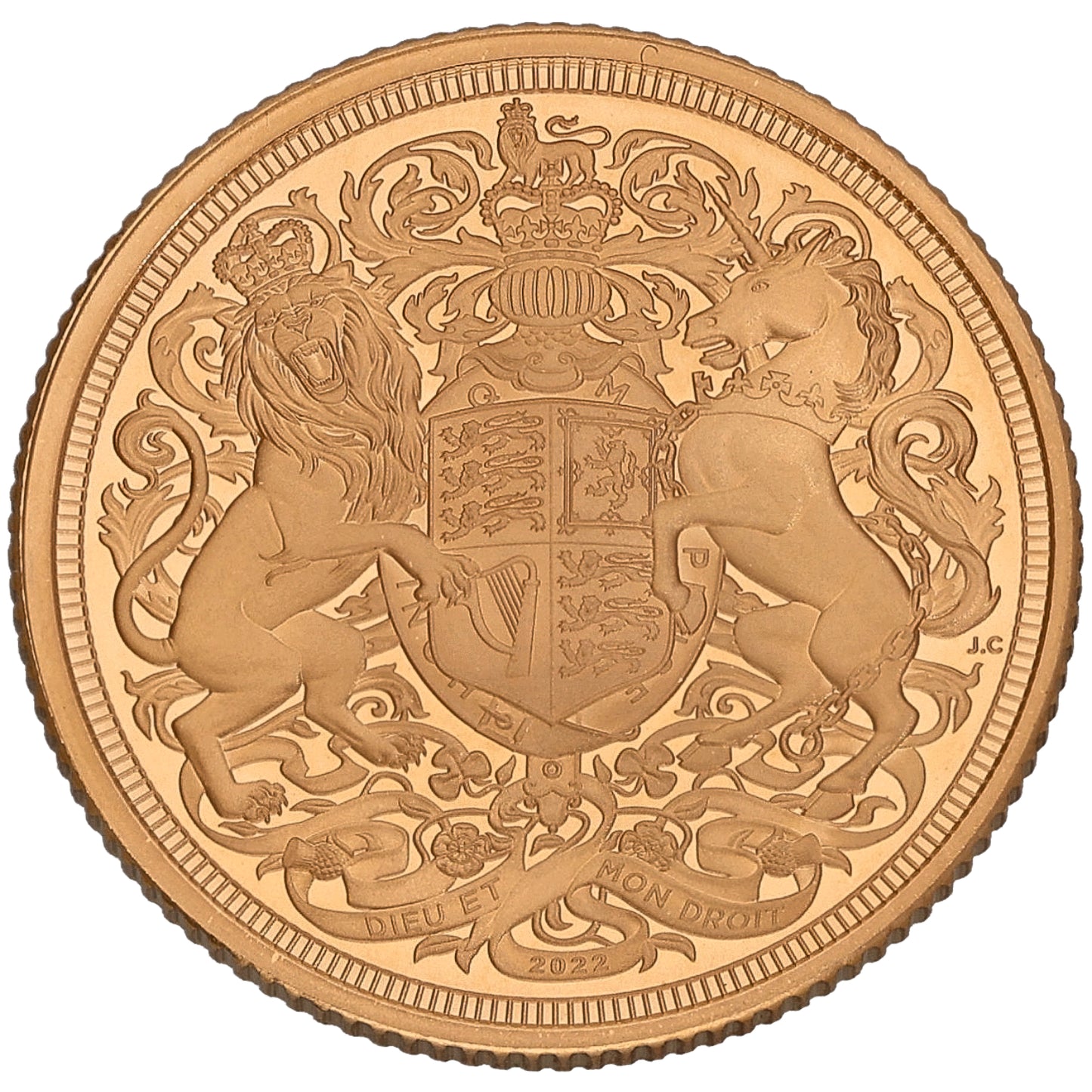 22ct Gold Royal Coat Of Arms Full Sovereign Coin 2022