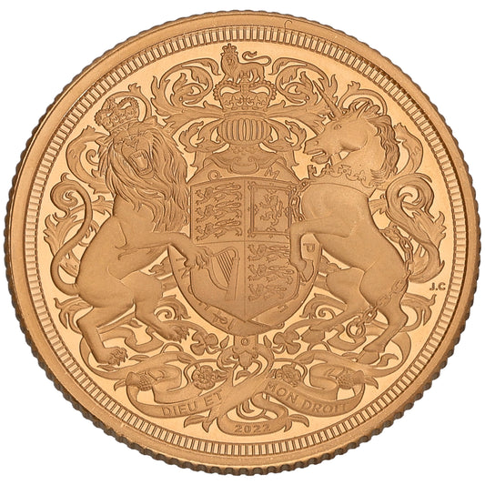22ct Gold Royal Coat Of Arms Full Sovereign Coin 2022