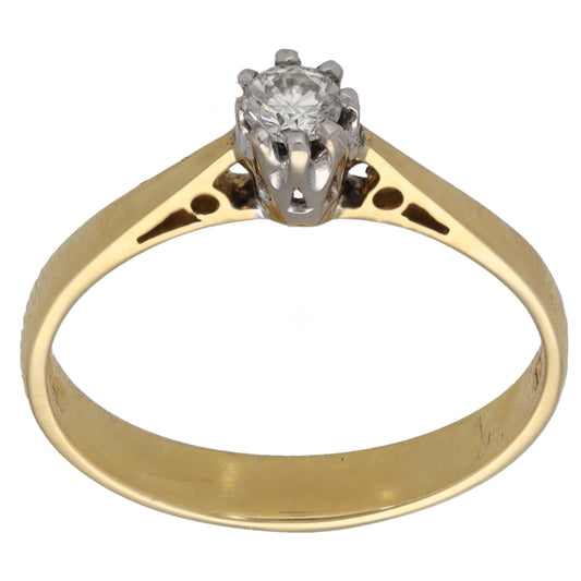18ct Gold 0.15ct Diamond Solitaire Ring Size L