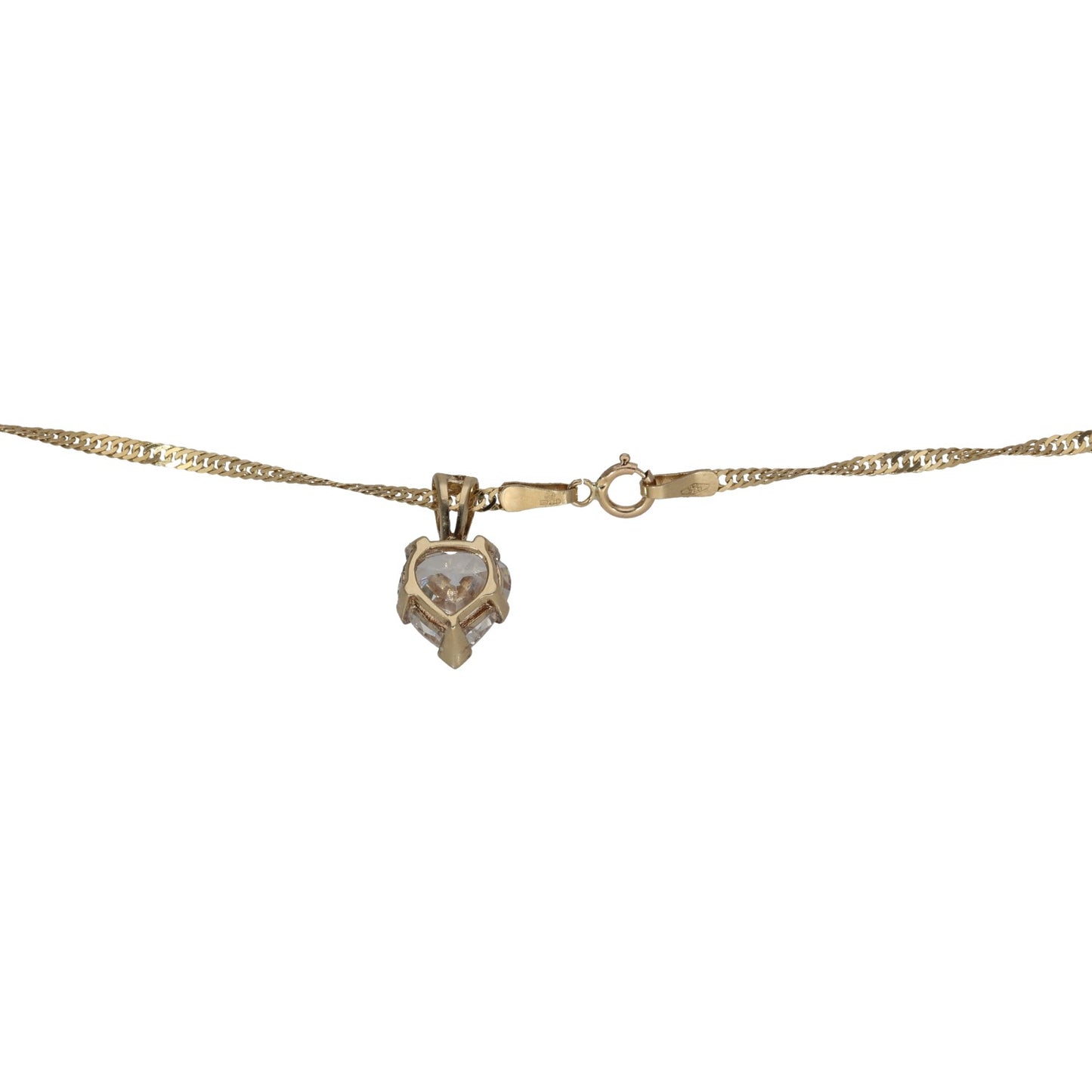 9ct Gold Cubic Zirconia Single Stone Pendant With Chain